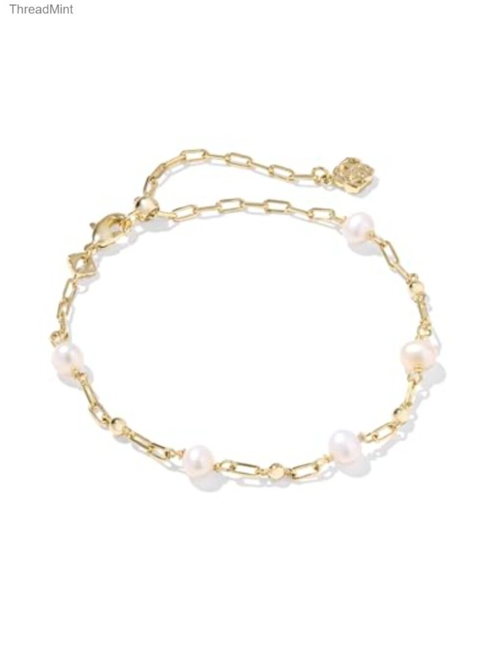 Freshwater Pearl Gold Plated Link Bracelet 8 Inch
